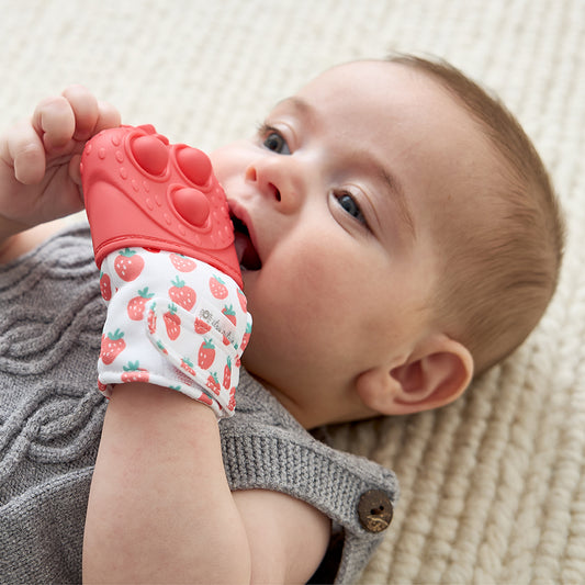 Strawberry Itzy Mitt Pop™ Sensory Teething Mitten