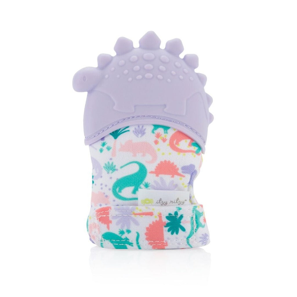 Purple Dino Teething Mitten