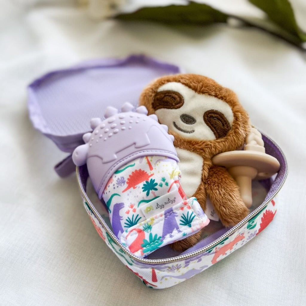 Purple Dino Teething Mitten