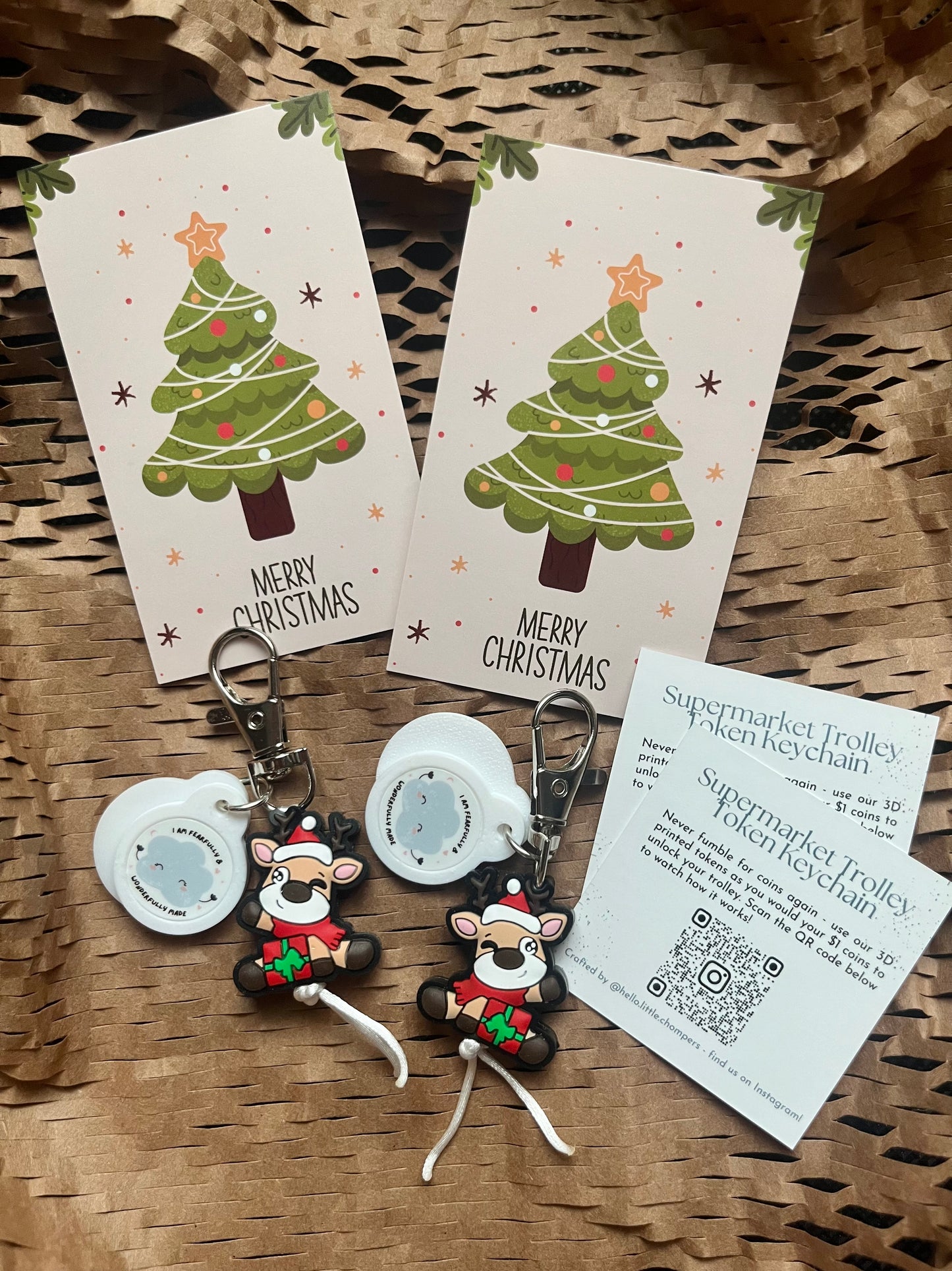 Dasher trolley token charms - with complimentary mini Christmas card