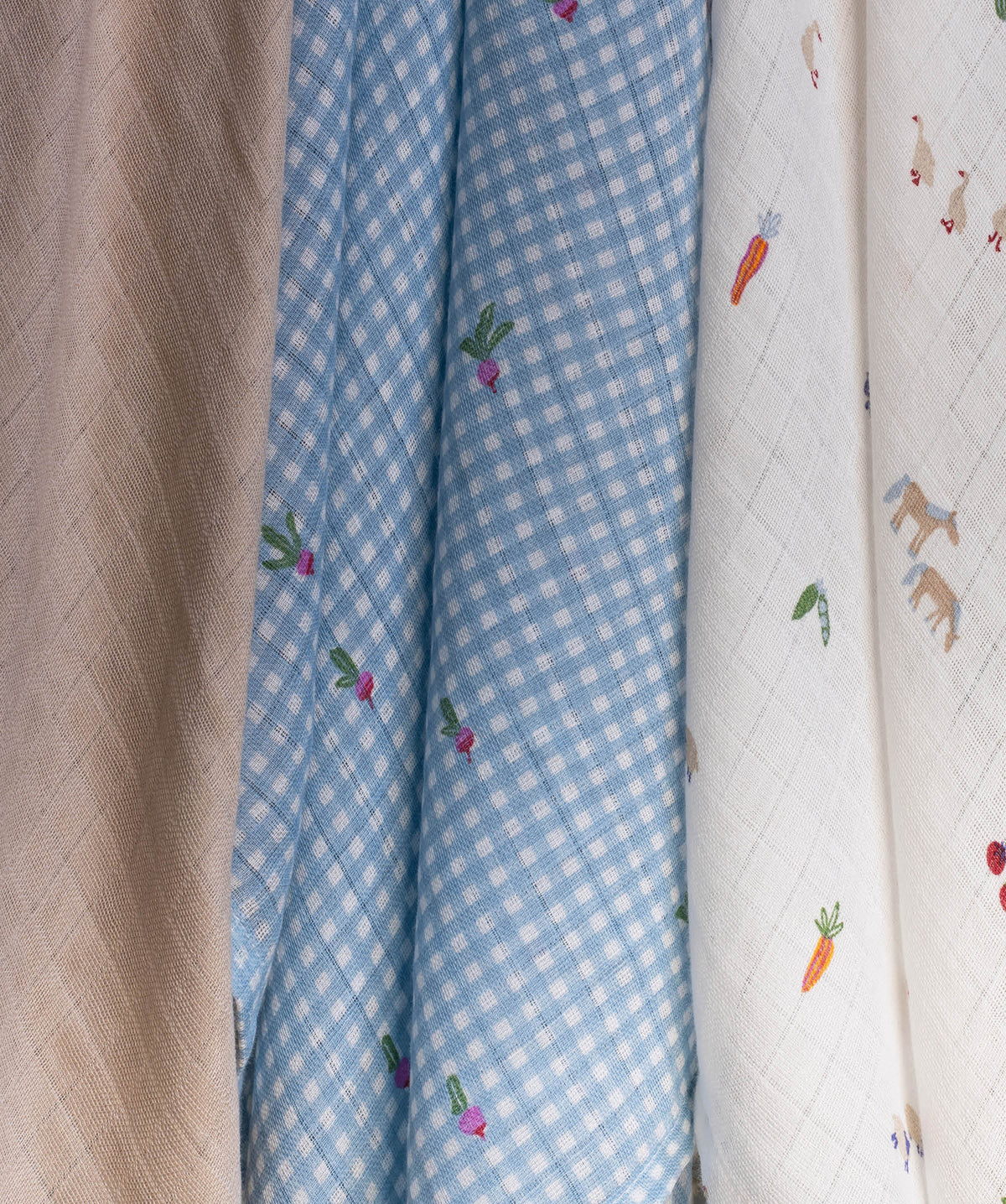 Organic Baby Muslin Squares Set of 3 - Little Farm