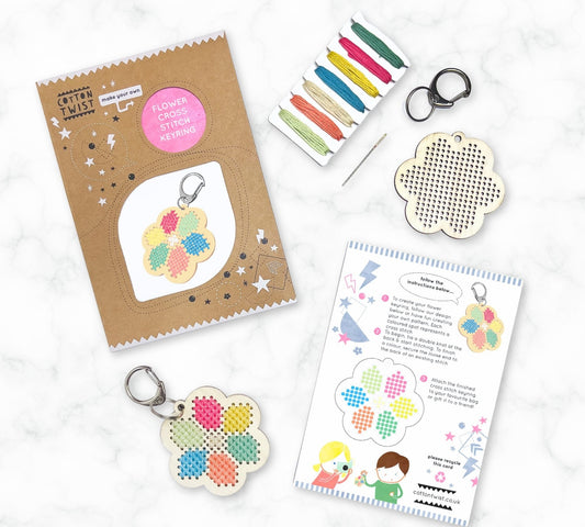 Flower Cross Stitch Keyring Kit