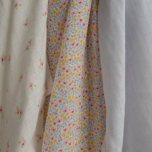 Organic Baby Muslin Squares Set of 3 - Wildflower Garden