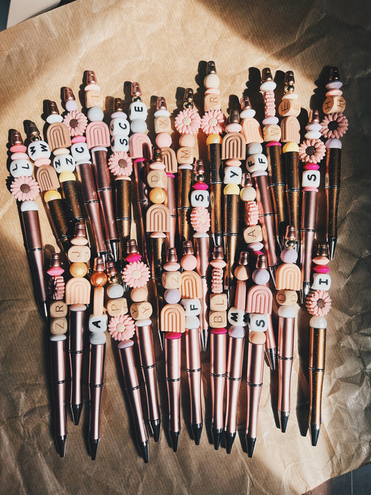 Custom Initial Ballpoint Pen - Floral Rainbows