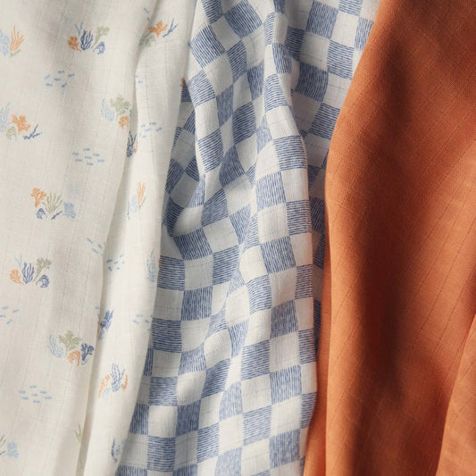 Organic Baby Muslin Squares Set of 3 - Coastline
