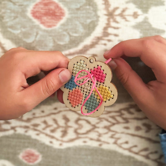 Flower Cross Stitch Keyring Kit