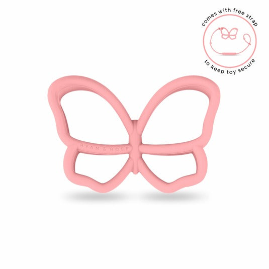 Butterfly Teether Toy + Strap (2 colours)