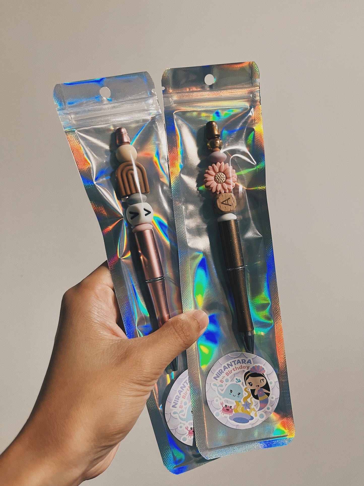 Custom Initial Ballpoint Pen - Floral Rainbows