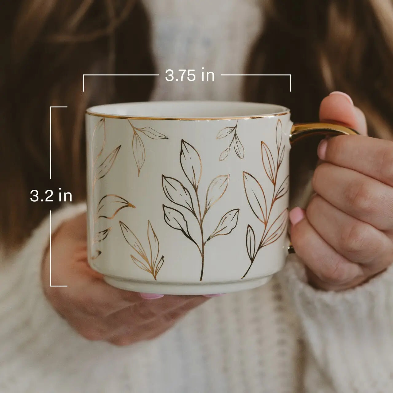 Floral Quilt 14oz Gold-handle Coffee Mug