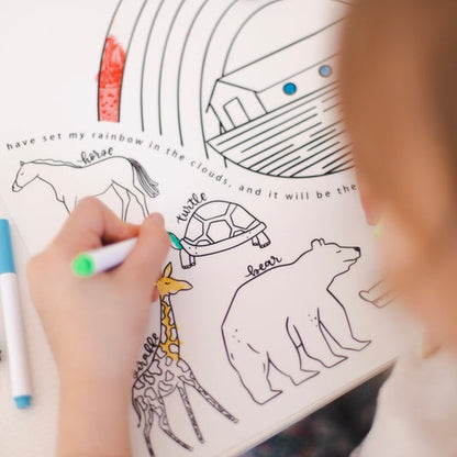 [2 mats + 8 markers] Christian Coloring Mats - Fruit of the Spirit; Noah's Ark