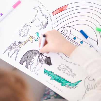 [2 mats + 8 markers] Christian Coloring Mats - Fruit of the Spirit; Noah's Ark