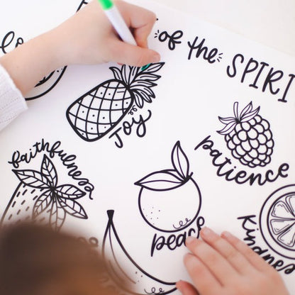 [2 mats + 8 markers] Christian Coloring Mats - Fruit of the Spirit; Noah's Ark