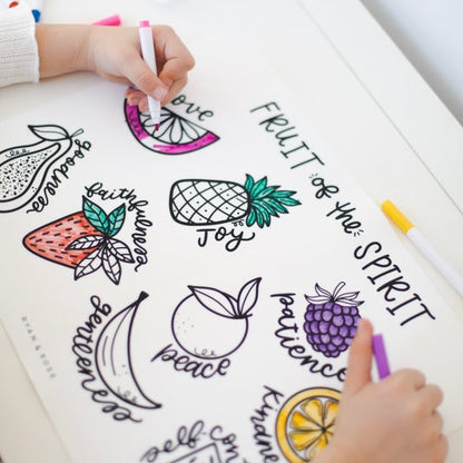[2 mats + 8 markers] Christian Coloring Mats - Fruit of the Spirit; Noah's Ark