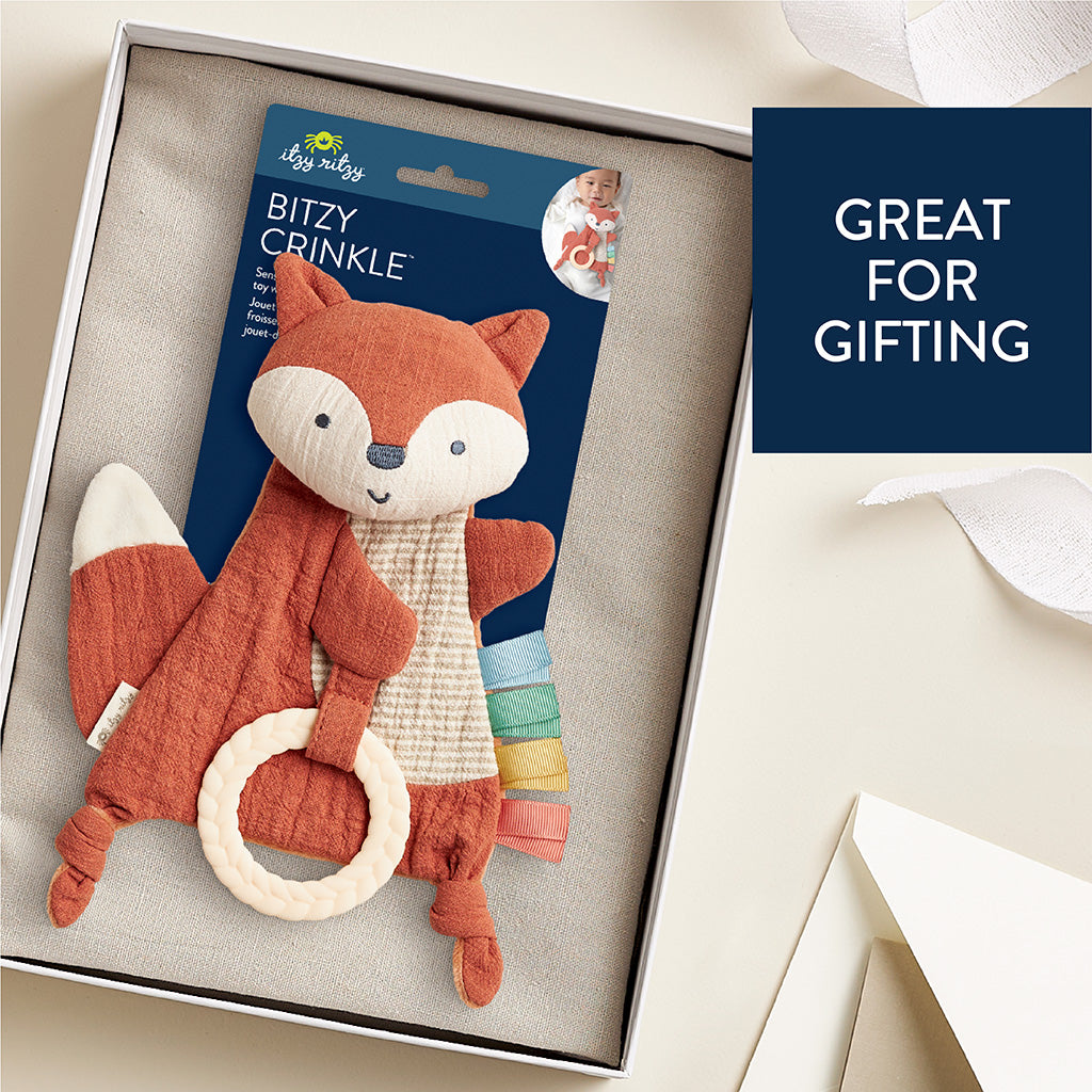 Fox Bitzy Crinkle™ Sensory Crinkle Toy with Teether