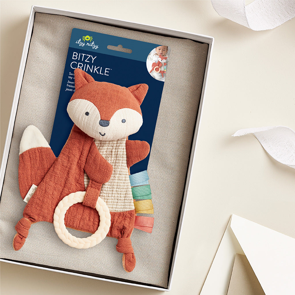 Fox Bitzy Crinkle™ Sensory Crinkle Toy with Teether