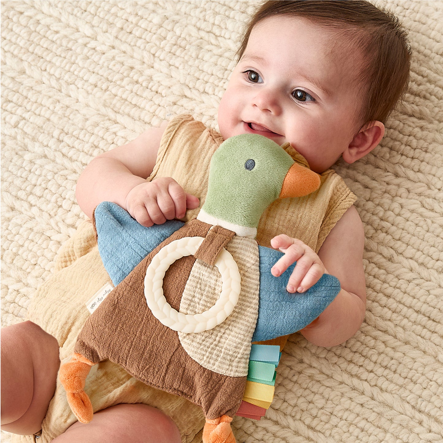 Mallard Duck Bitzy Crinkle™ Sensory Crinkle Toy with Teether