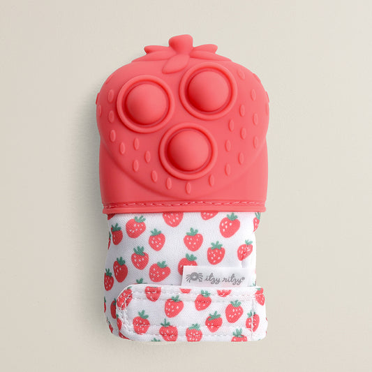 Strawberry Itzy Mitt Pop™ Sensory Teething Mitten