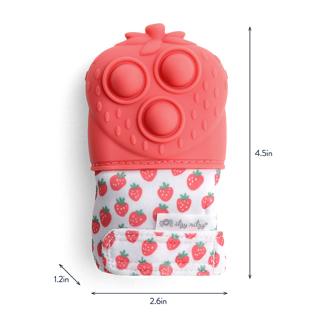 Strawberry Itzy Mitt Pop™ Sensory Teething Mitten