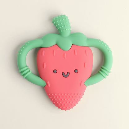 Bonnie the Strawberry - Chew Crew Silicone Handle Teether