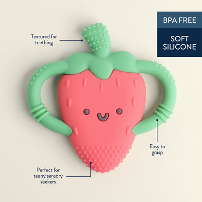 Bonnie the Strawberry - Chew Crew Silicone Handle Teether