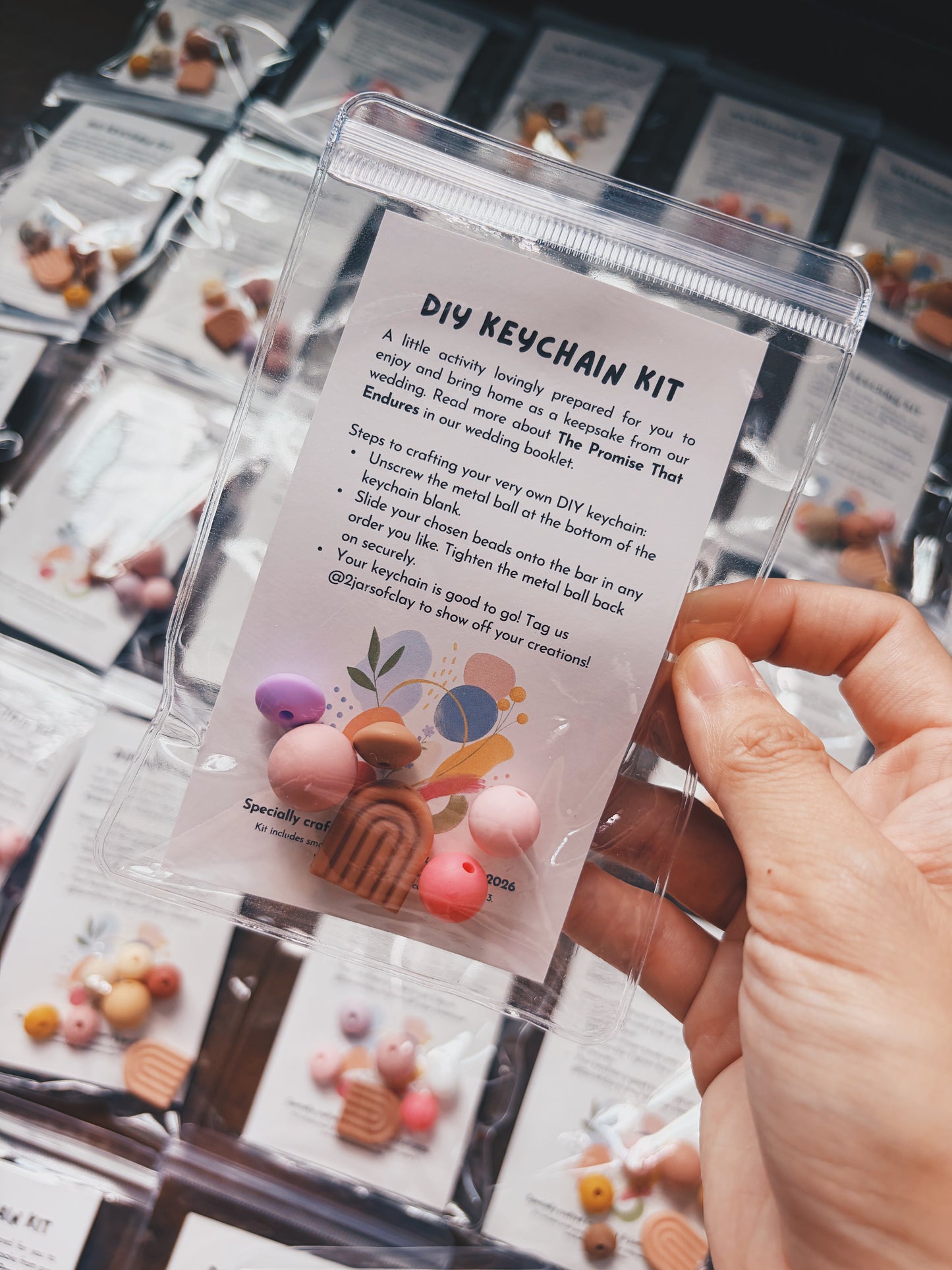 Custom DIY KEYCHAIN KIT Party/ Wedding Keepsake Favour (Min. 100 packs)