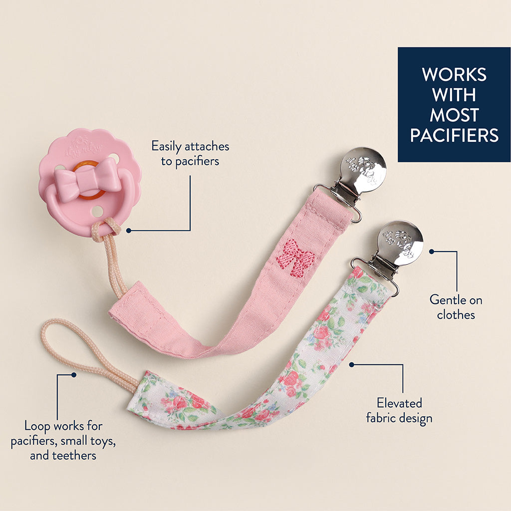 Fabric Paci Strap - Bows & Florals
