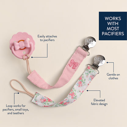 Fabric Paci Strap - Bows & Florals