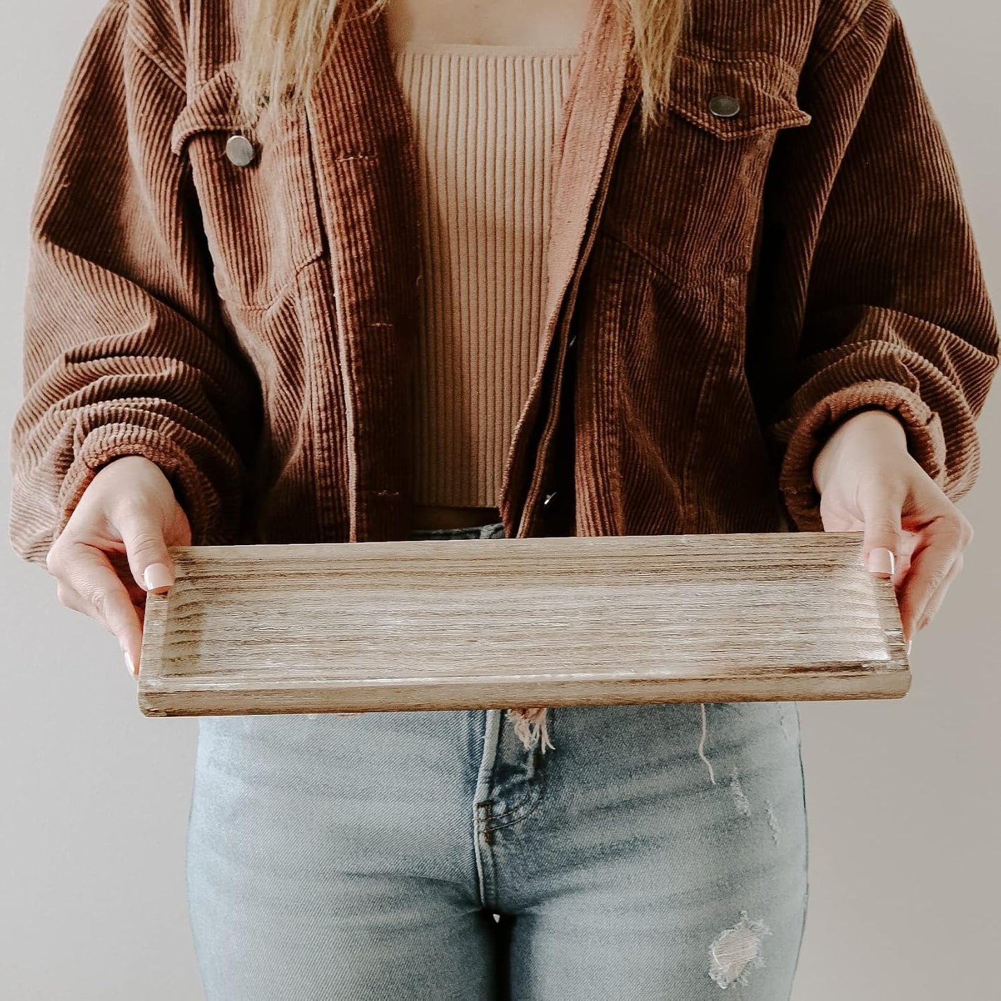 [As-is; NO BOX] Rustic Wood Tray
