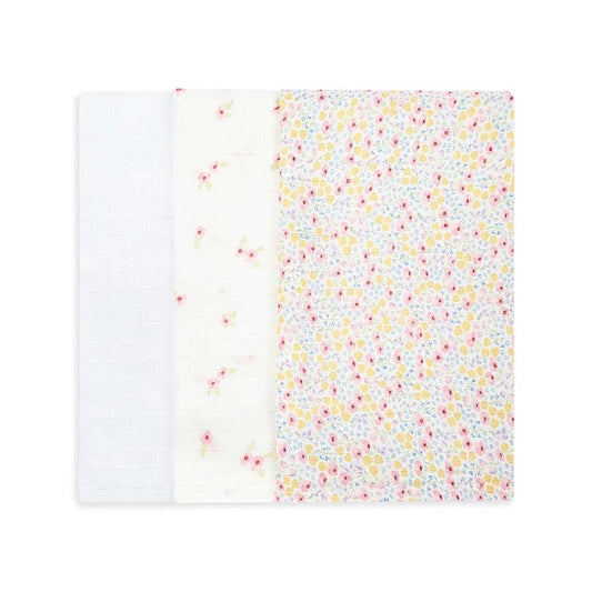 Organic Baby Muslin Squares Set of 3 - Wildflower Garden