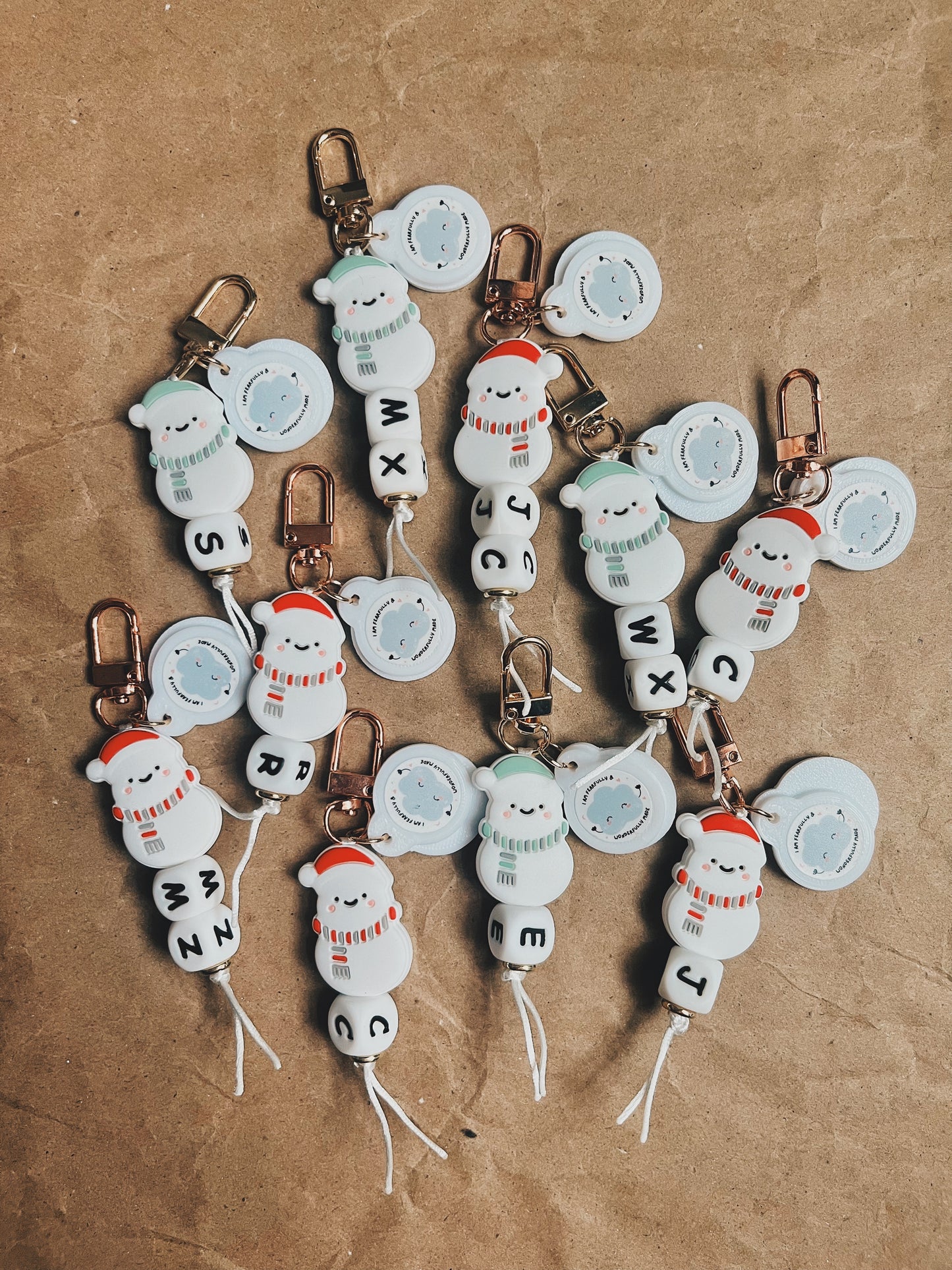 [CHRISTMAS PRE-ORDER] Custom Initial Charm - Chubby Snowman + Supermarket Trolley Tokens