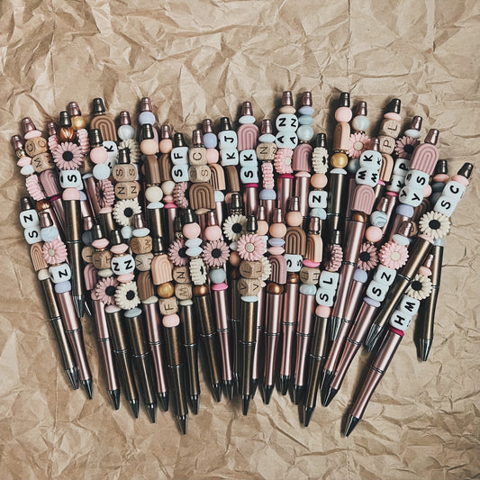 Custom Initial Ballpoint Pen - Floral Rainbows