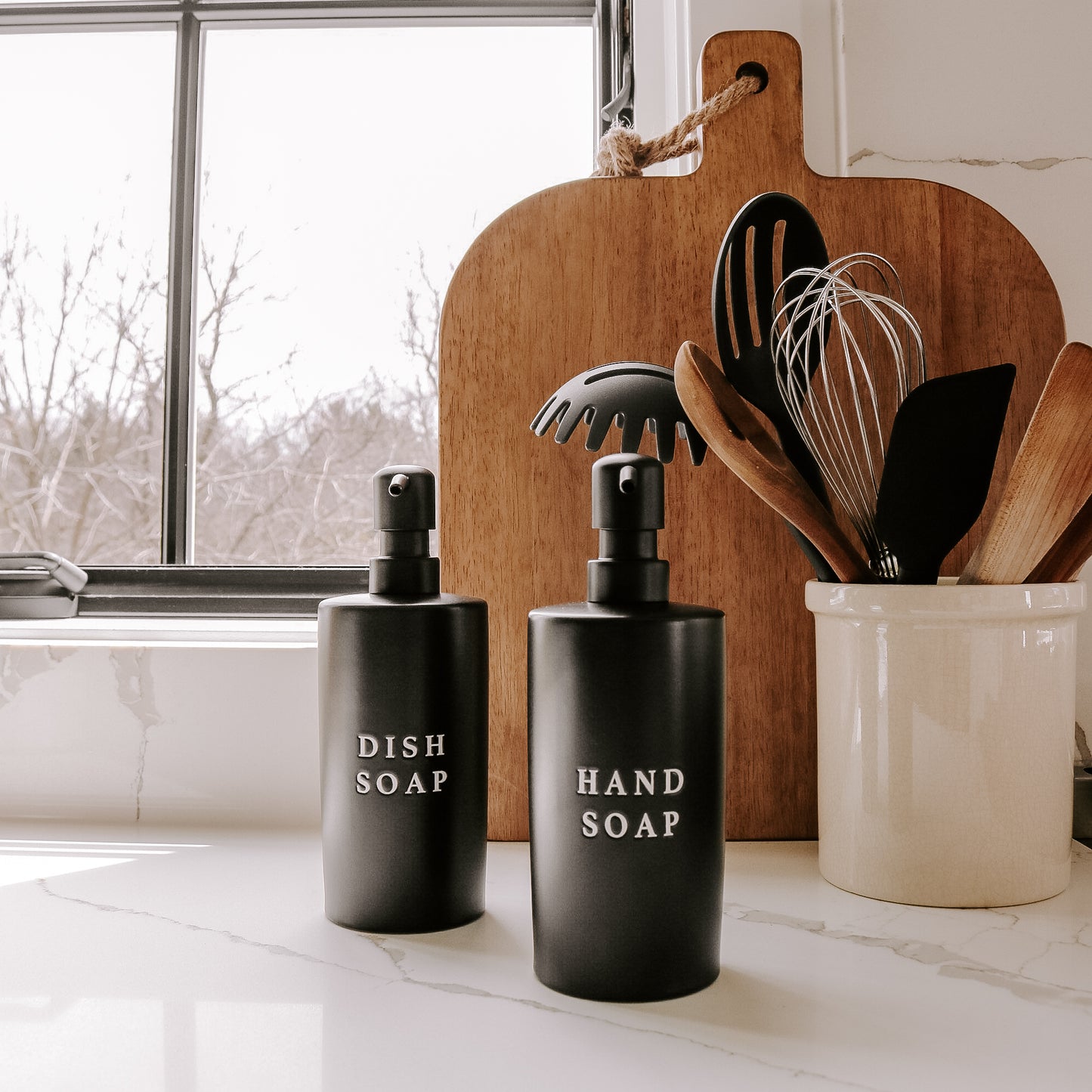 Black Stoneware Hand Soap Dispenser - 15 oz