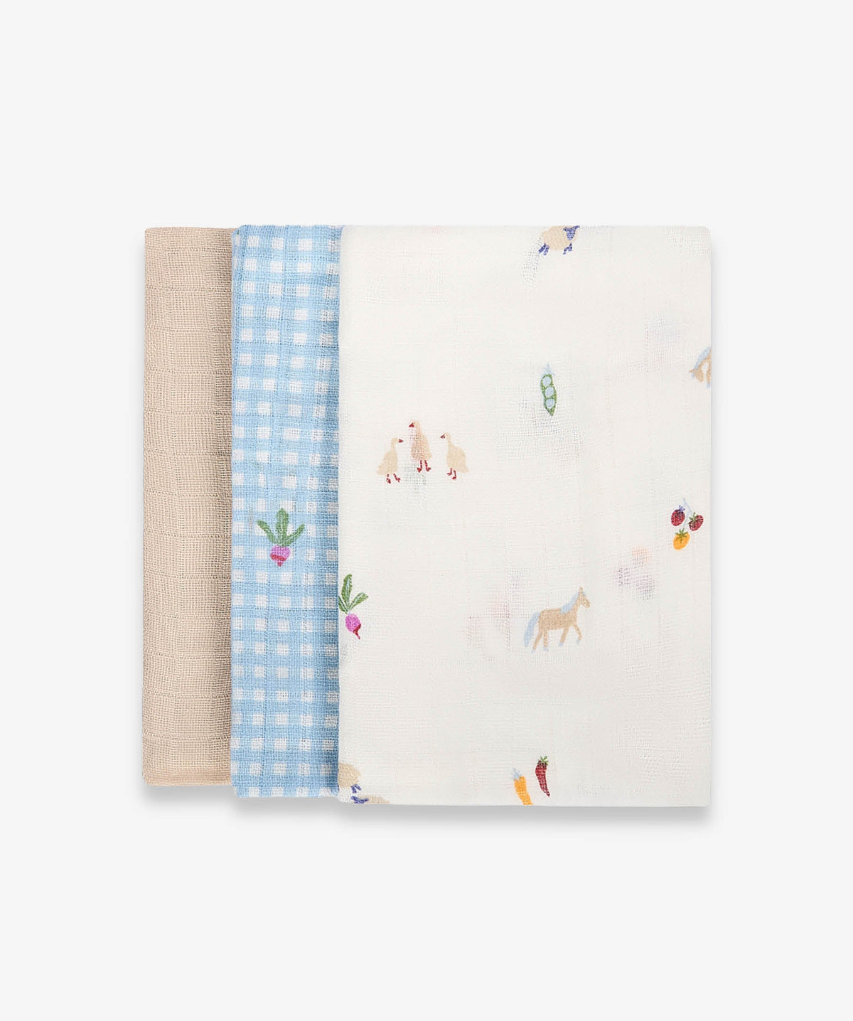 Organic Baby Muslin Squares Set of 3 - Little Farm
