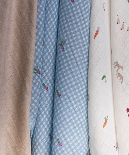 Organic Baby Muslin Squares Set of 3 - Little Farm