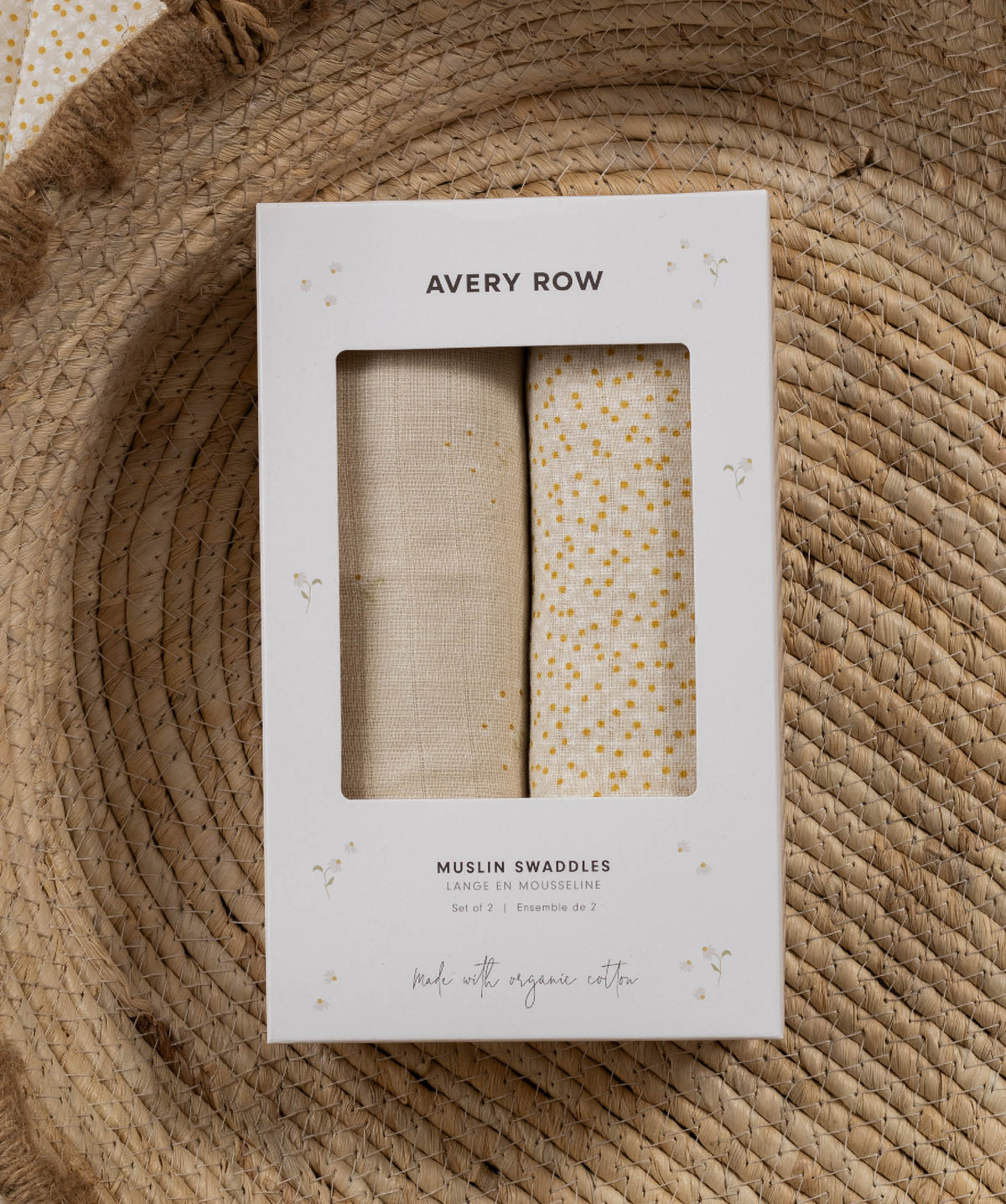 Extra Large Organic Baby Muslins, Set of 2 - Wild Chamomile / Daisy Meadow
