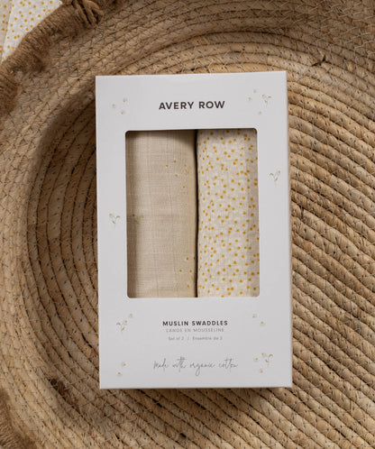 Extra Large Organic Baby Muslins, Set of 2 - Wild Chamomile / Daisy Meadow