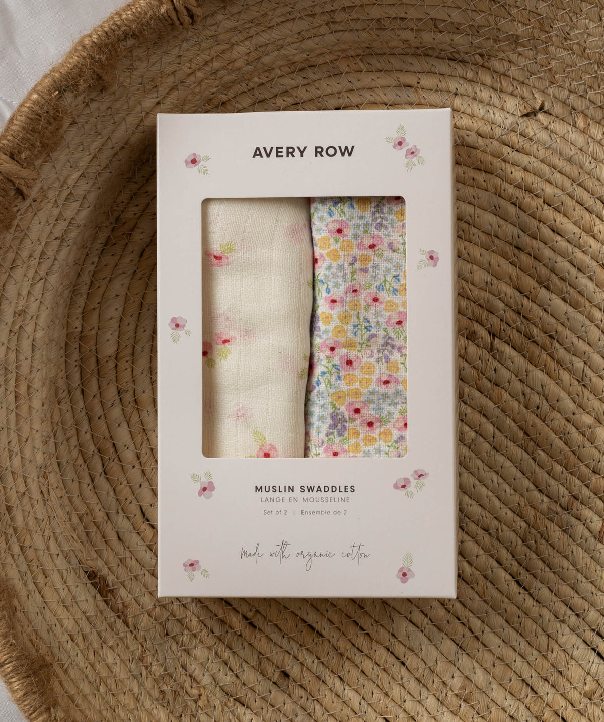 Extra Large Organic Baby Muslins, Set of 2 - Wildflower Garden/ Anemone