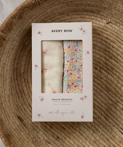 Extra Large Organic Baby Muslins, Set of 2 - Wildflower Garden/ Anemone