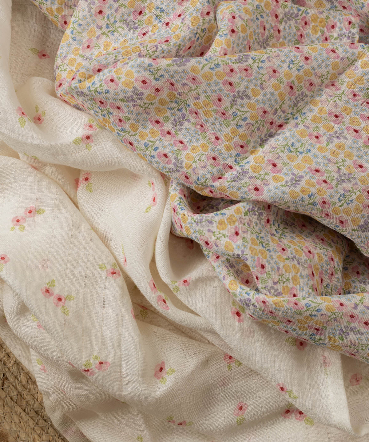 Extra Large Organic Baby Muslins, Set of 2 - Wildflower Garden/ Anemone