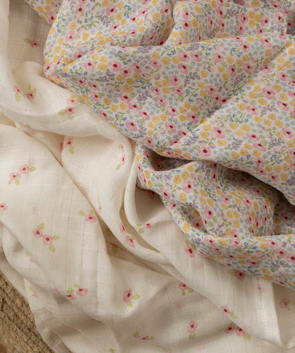 Extra Large Organic Baby Muslins, Set of 2 - Wildflower Garden/ Anemone