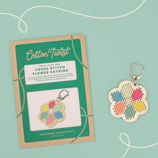 Flower Cross Stitch Keyring Kit