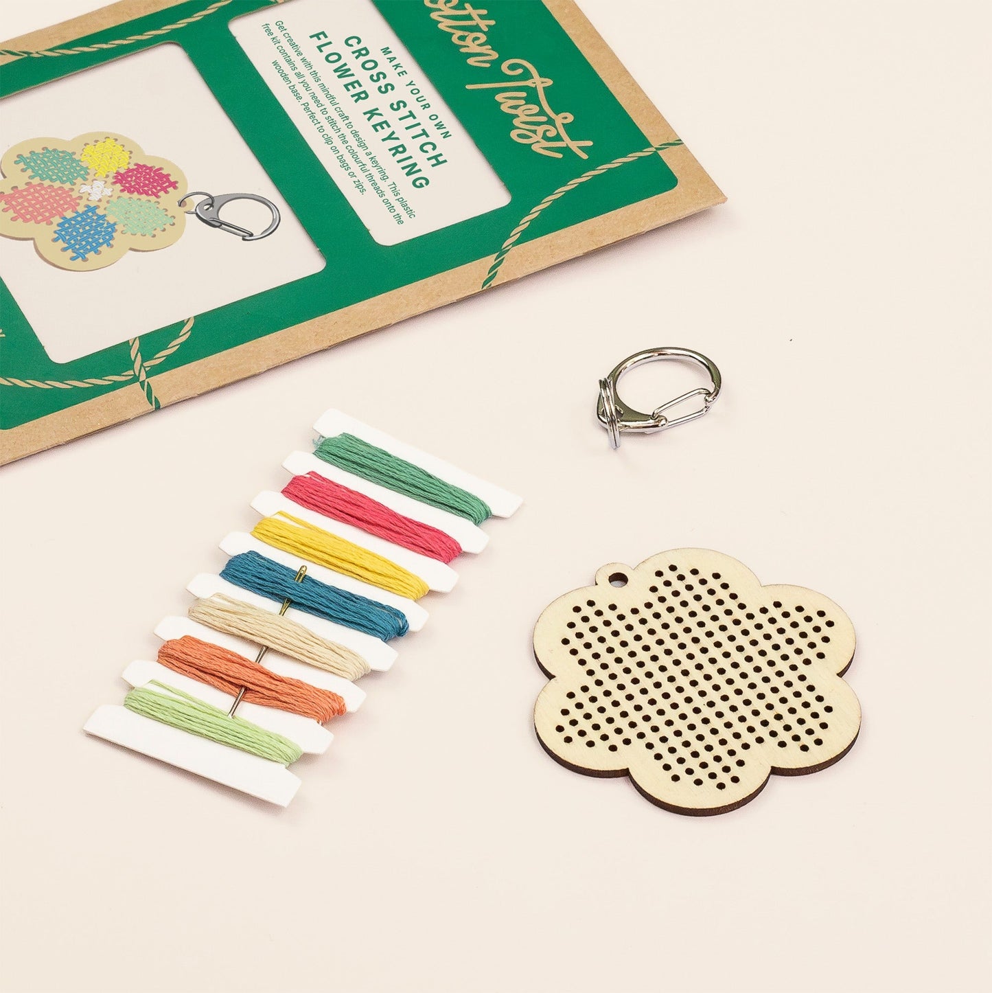 Flower Cross Stitch Keyring Kit