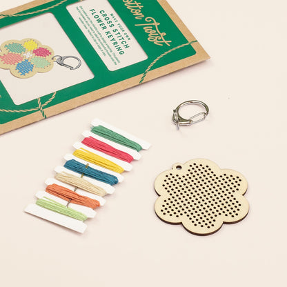 Flower Cross Stitch Keyring Kit