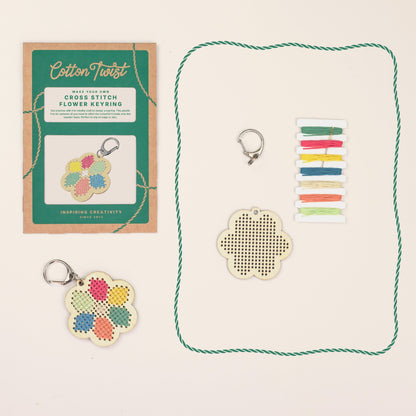 Flower Cross Stitch Keyring Kit