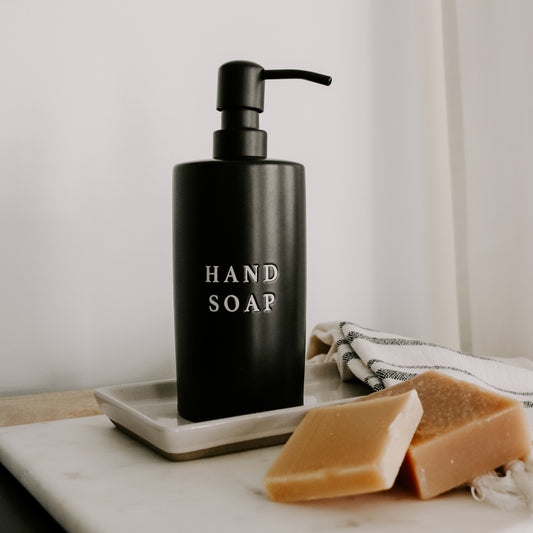 Black Stoneware Hand Soap Dispenser - 15 oz