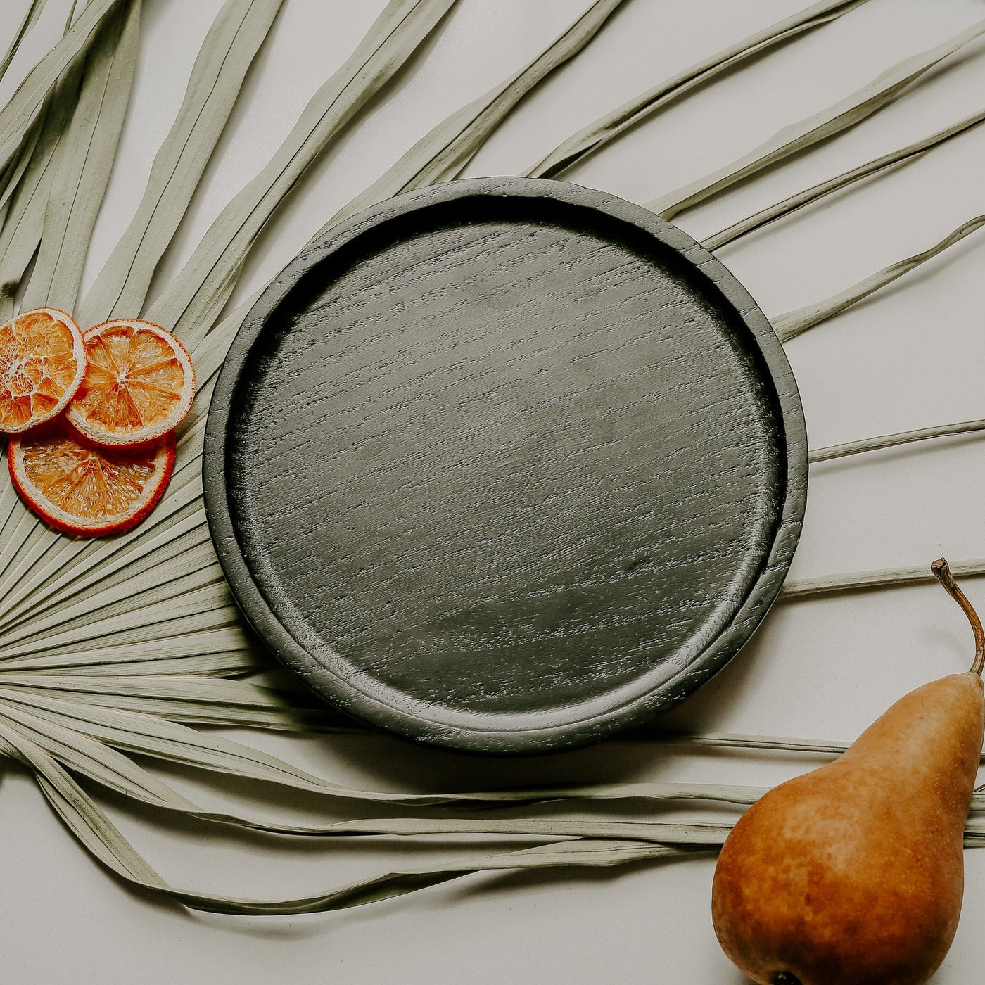 [As-is; NO BOX] Small Round Wood Tray