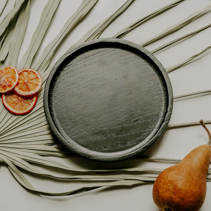 [As-is; NO BOX] Small Round Wood Tray