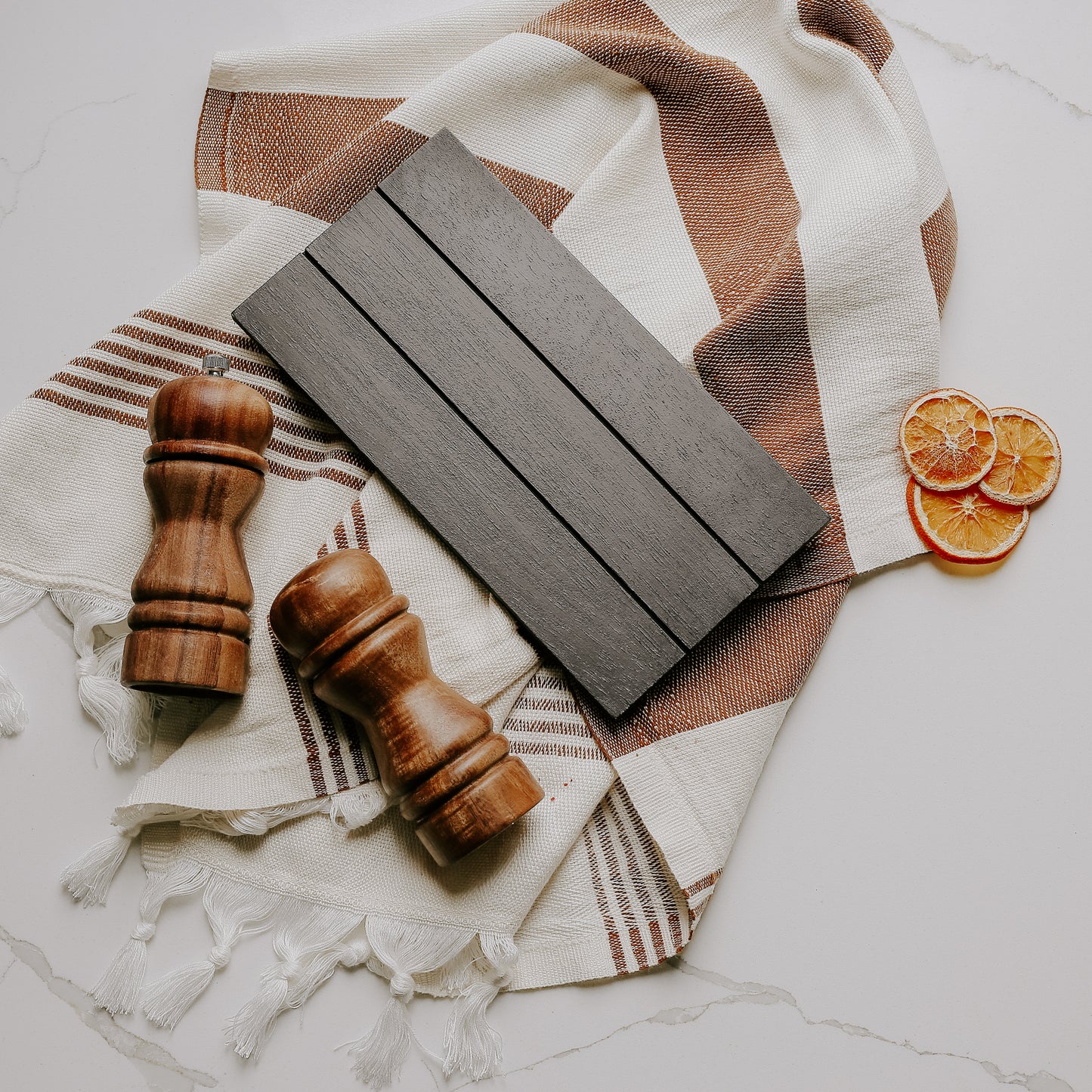 [As-is; NO BOX] Black Rectangular Wood Tray