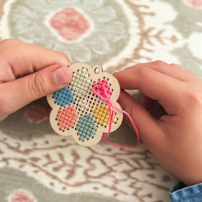 Flower Cross Stitch Keyring Kit