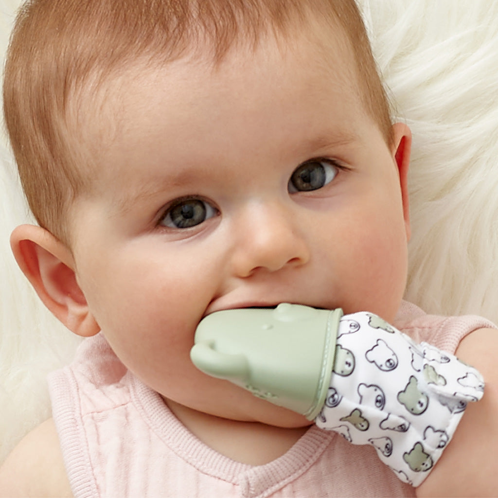 Sage Bear Teething Mitten